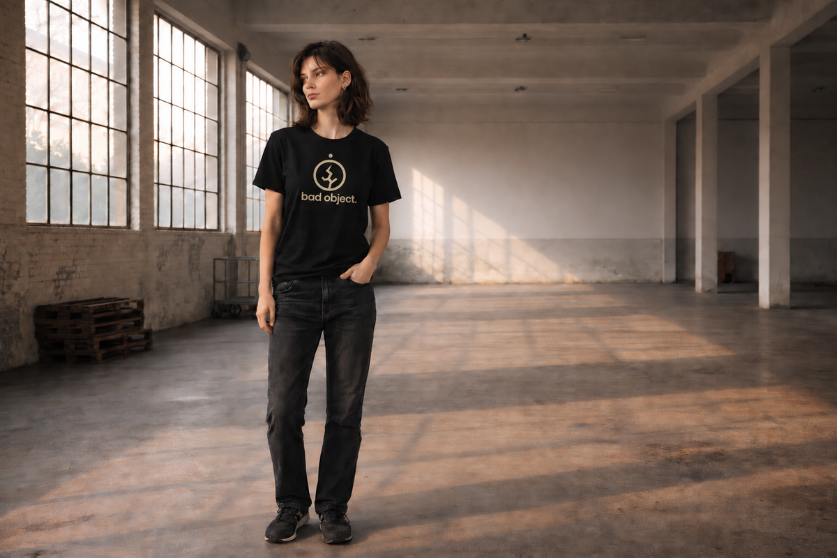Signature Logo Black Classic T-shirt on a female model, front view