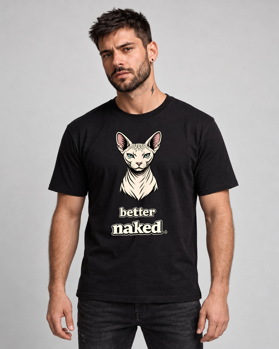 Better Naked Black Classic T-shirt on a male model, front view