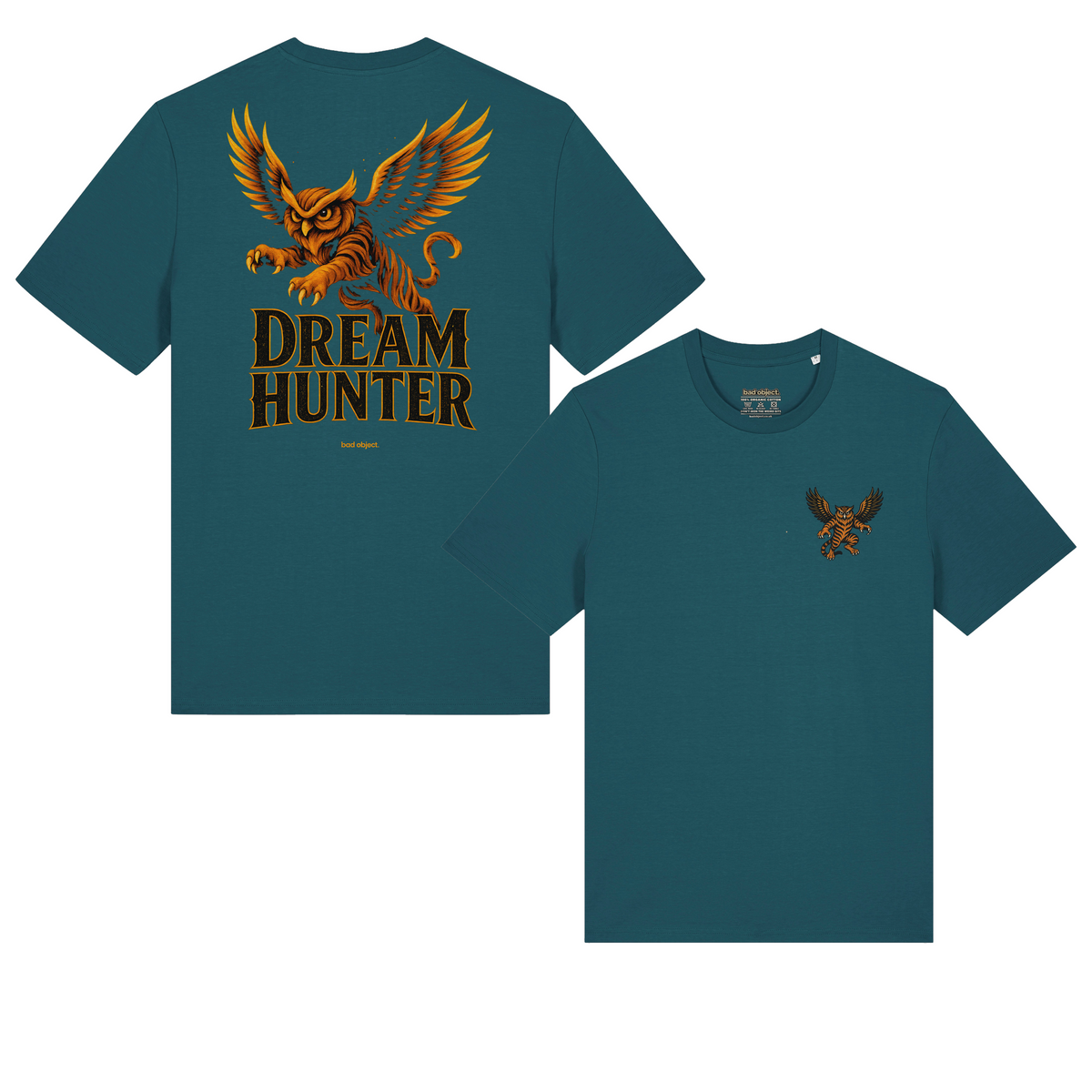 Dream Hunter Stargazer Classic T-shirt, front and signed back views