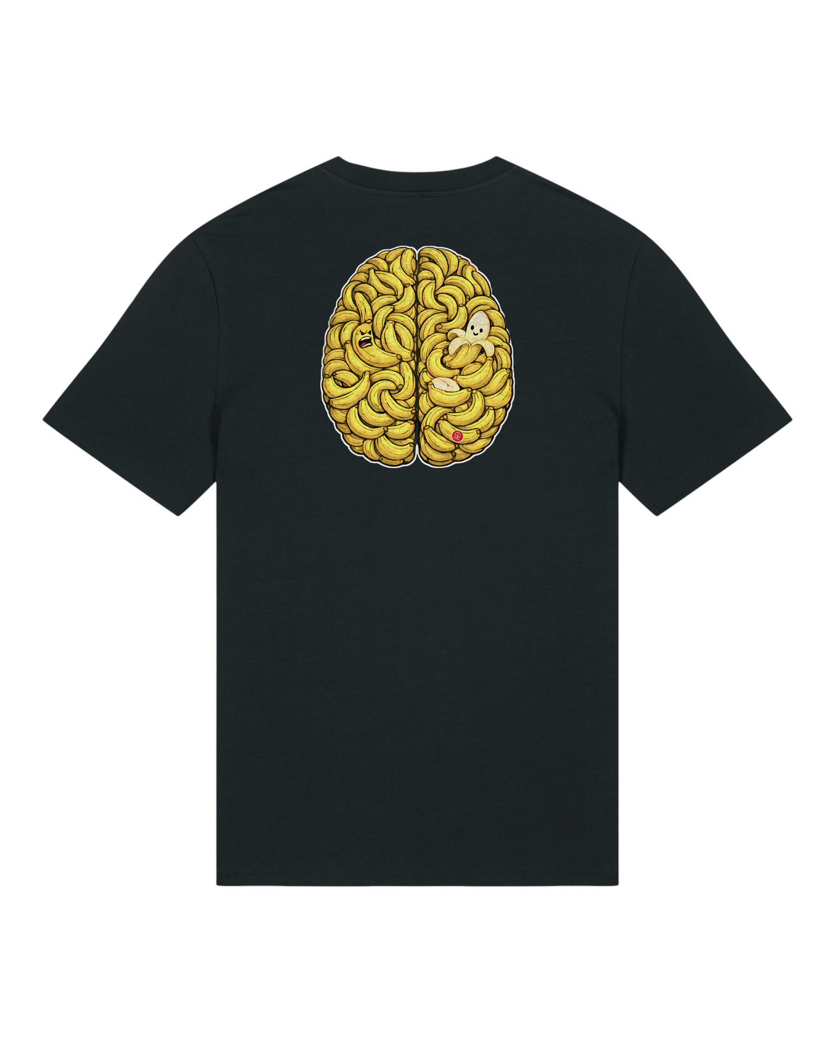 Banana Brain Black Classic T-shirt, full back view with the original main artwork