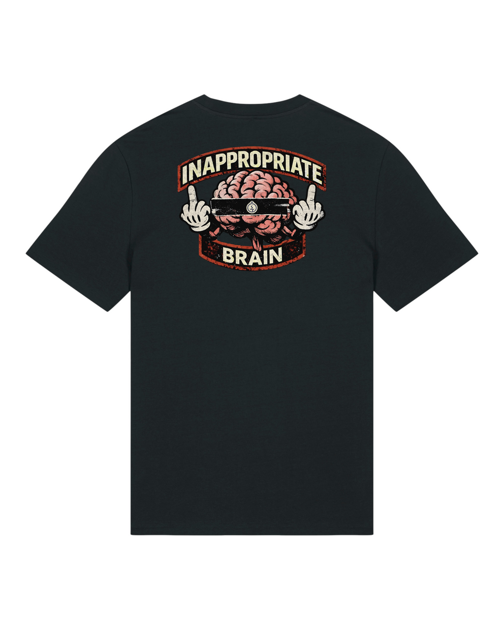 Inappropriate Brain Black Classic T-shirt, full back view with the original main artwork