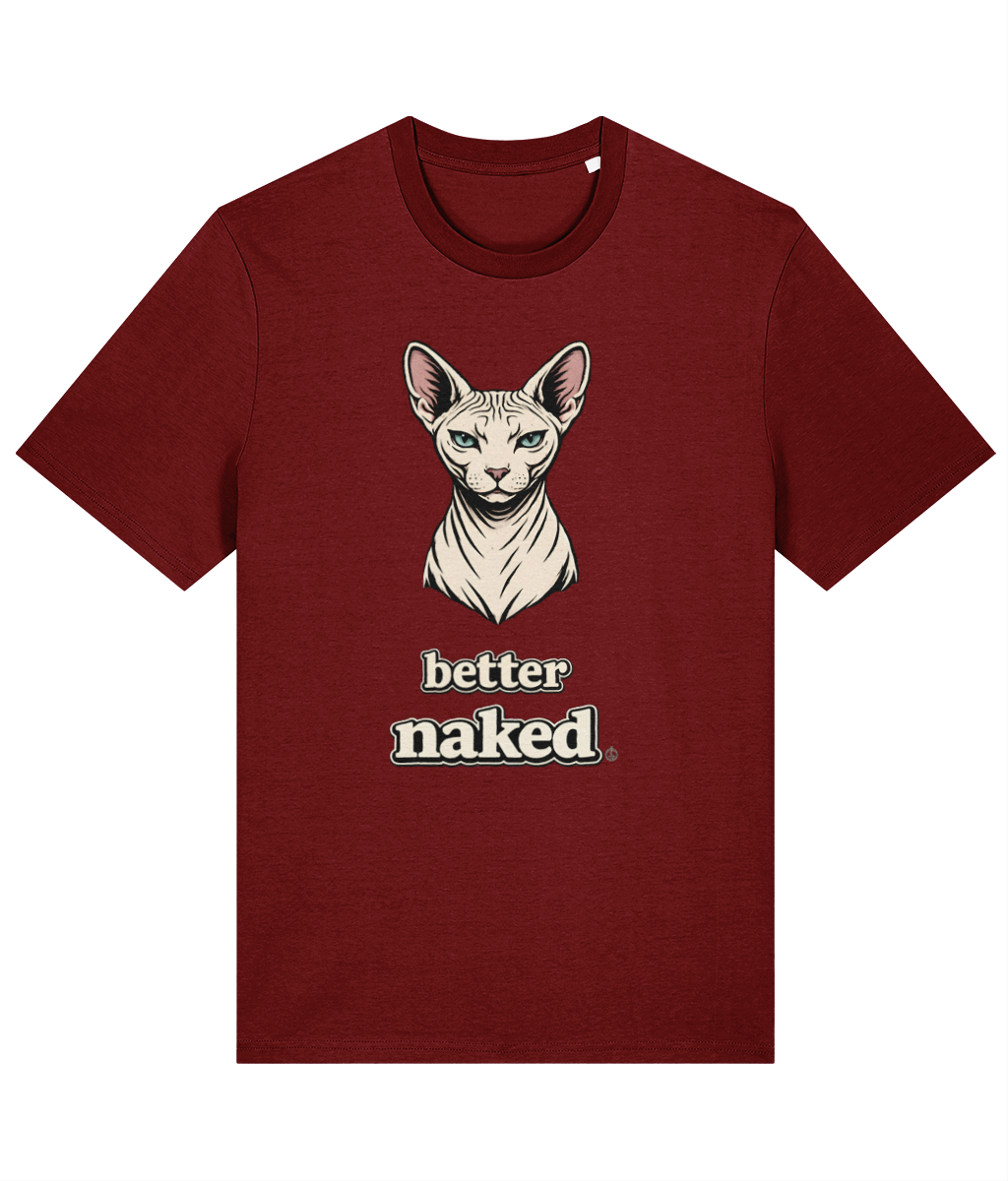 Better Naked Burgundy Classic T-shirt, front view with the original artwork
