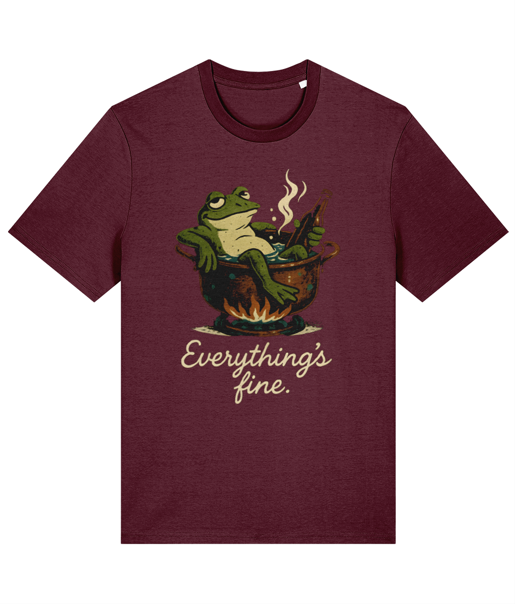 Everything Is Fine Deep Plum Classic T-shirt, front view with the original artwork