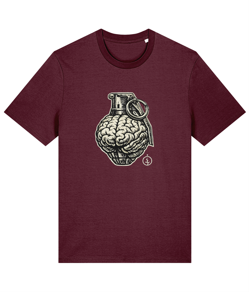Grenade Brain Deep Plum Classic T-shirt, front view with the original artwork
