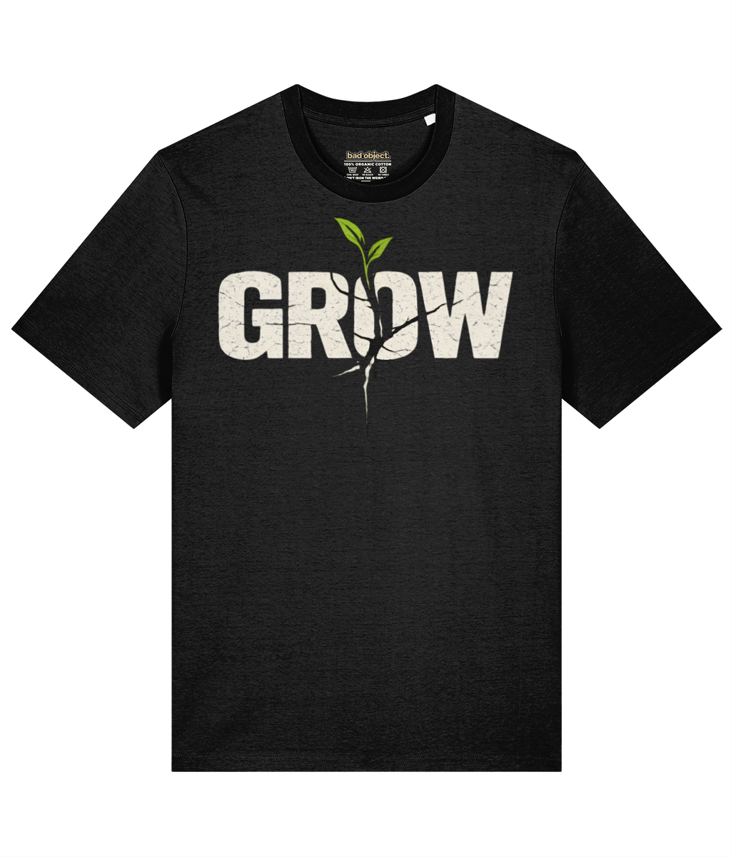 Grow T-Shirt | Classic Fit, front view with illustrative printed inside-neck label