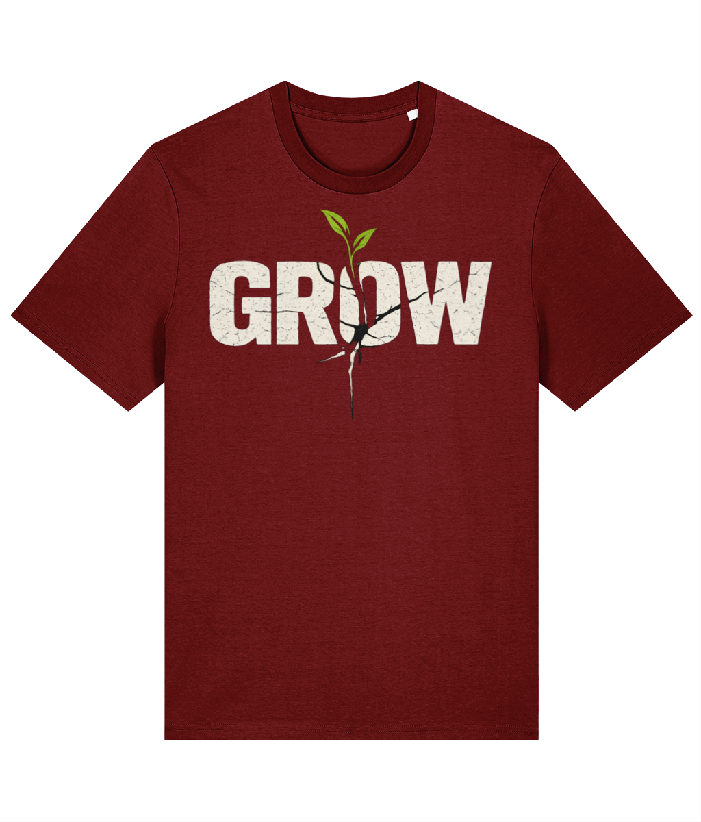 Grow Classic Fit T-Shirt — Burgundy — front print