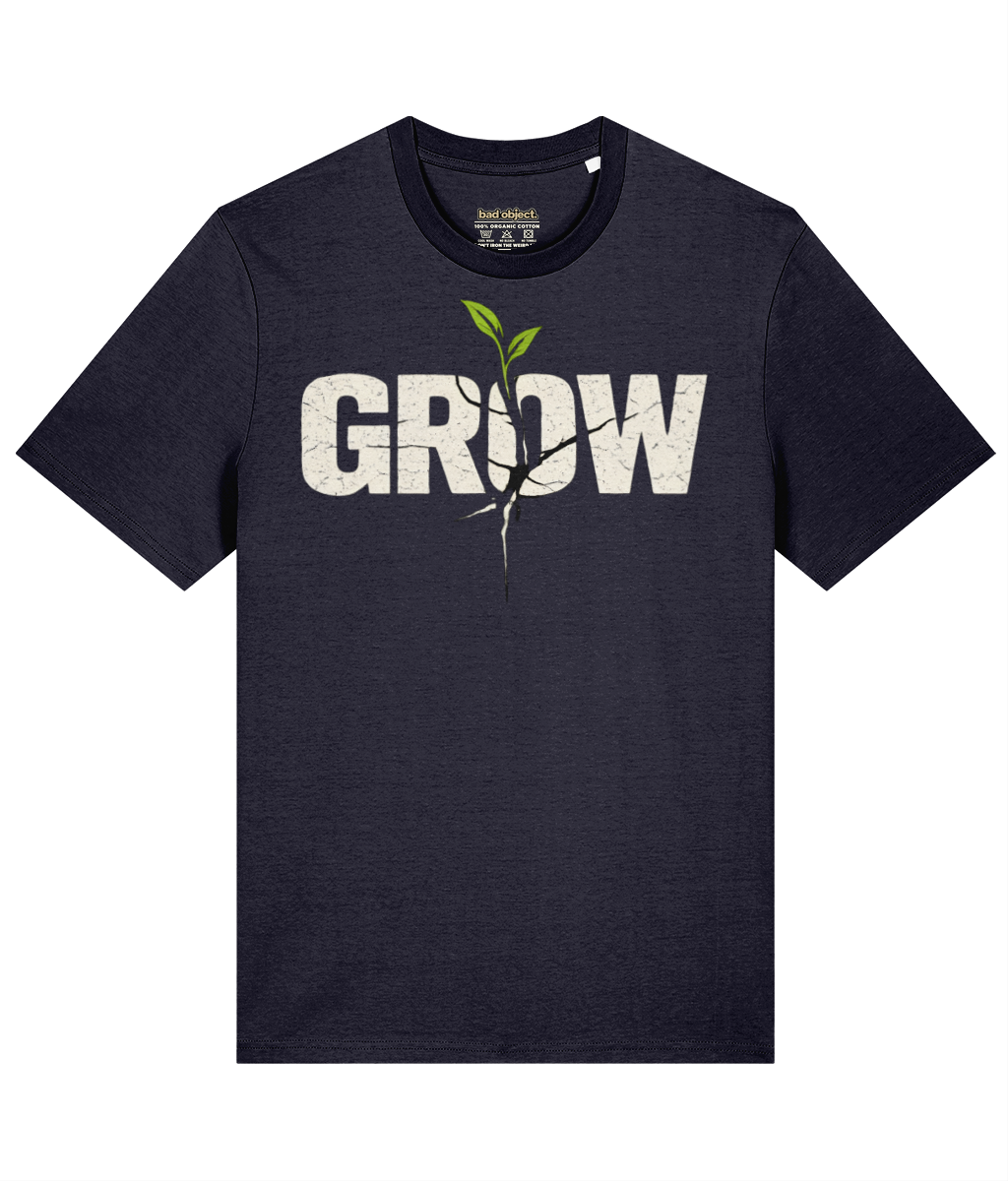 Grow T-Shirt | Classic Fit, front view with illustrative printed inside-neck label