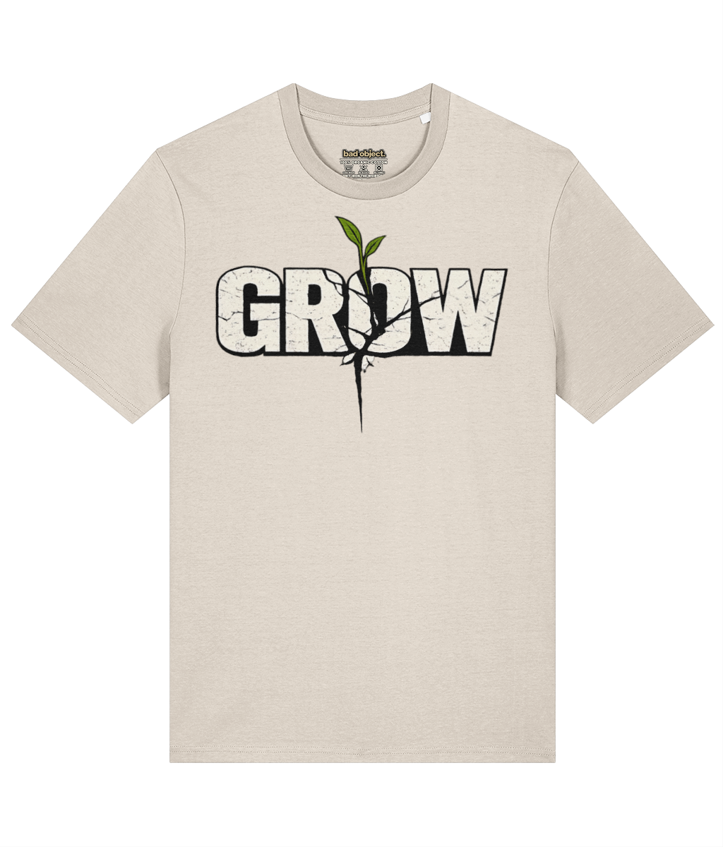 Grow T-Shirt | Classic Fit, front view with illustrative printed inside-neck label