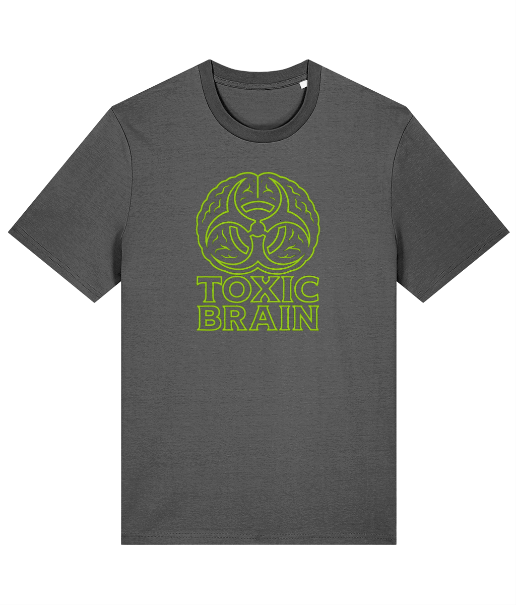 Toxic Brain Anthracite Classic T-shirt, front view with the original artwork