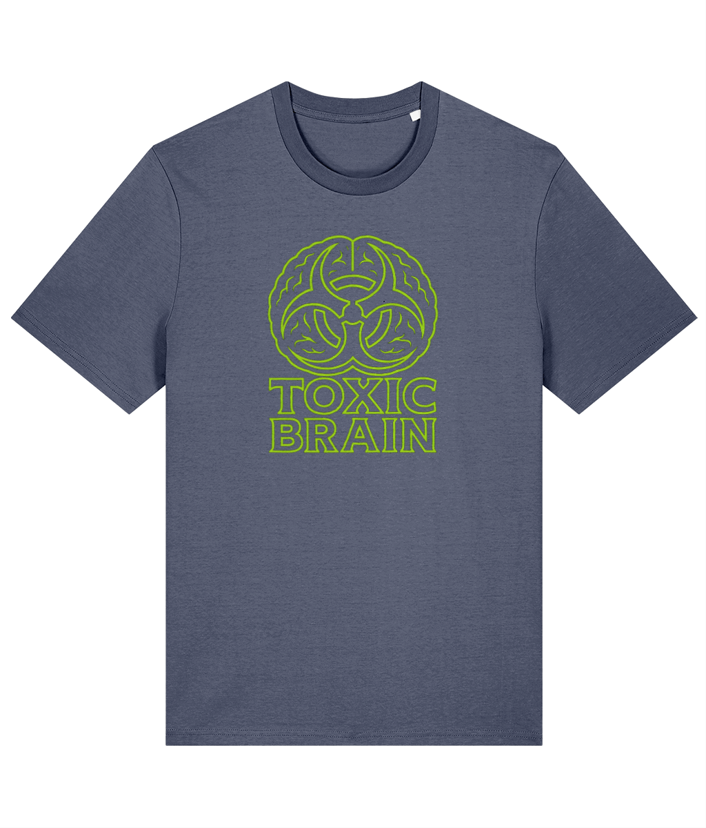 Toxic Brain Blue Grey Classic T-shirt, front view with the original artwork