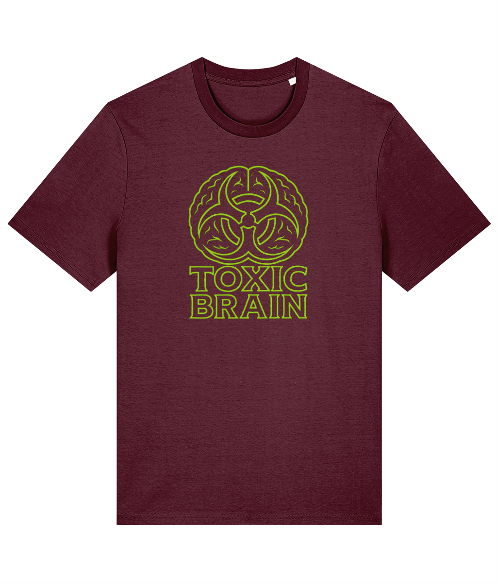 Toxic Brain Deep Plum Classic T-shirt, front view with the original artwork