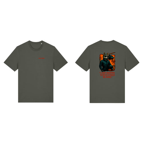 AirWolf T-Shirt | Classic Fit — Khaki — front and back print on Stanley/Stella Creator 2.0