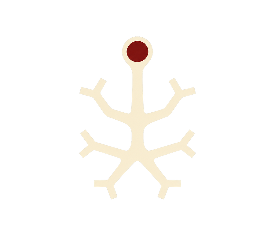 Cream dendrite emblem with red circle