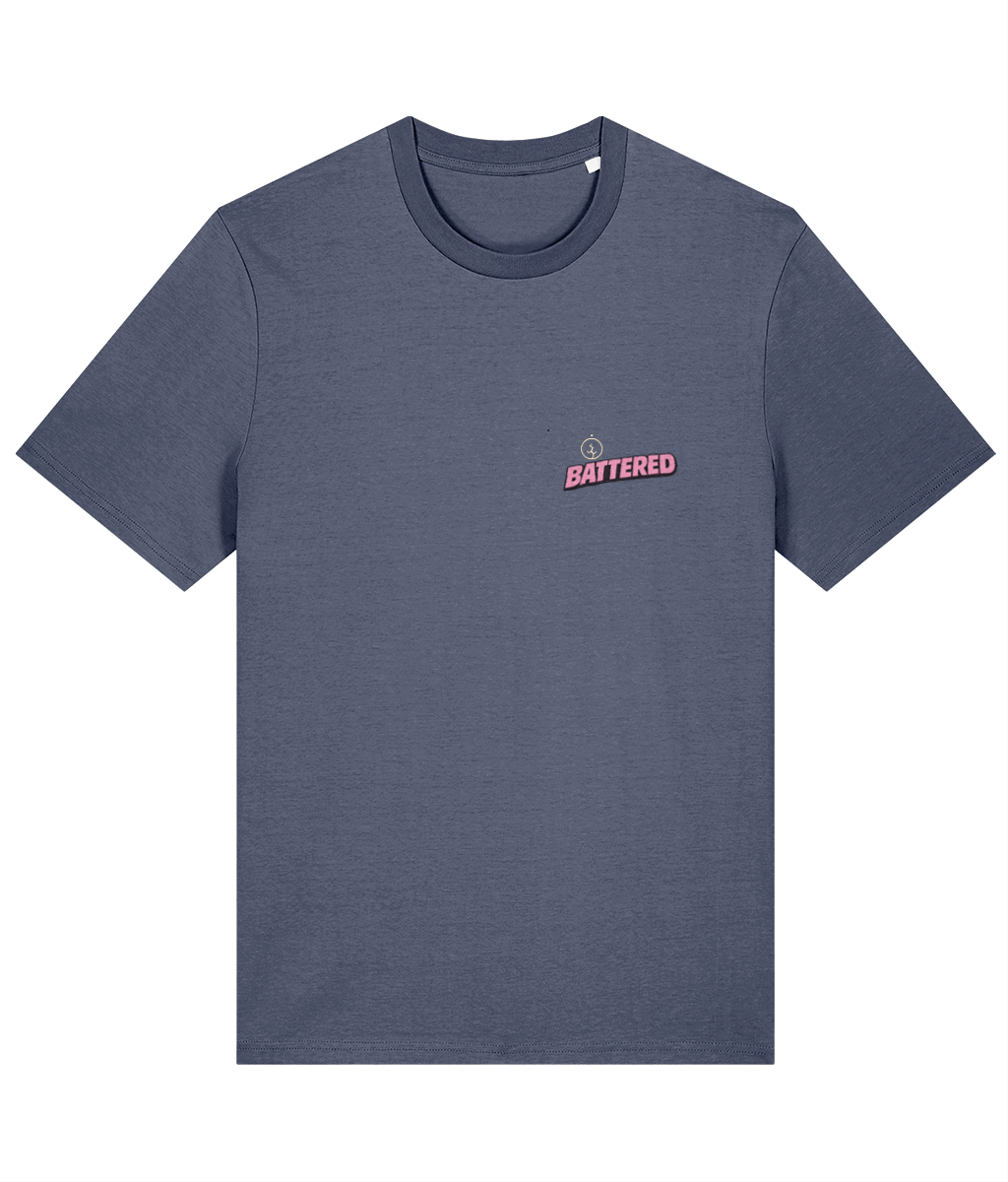 Battered Brain on a Blue Grey Stanley/Stella Creator 2.0 Classic T-shirt, front print view