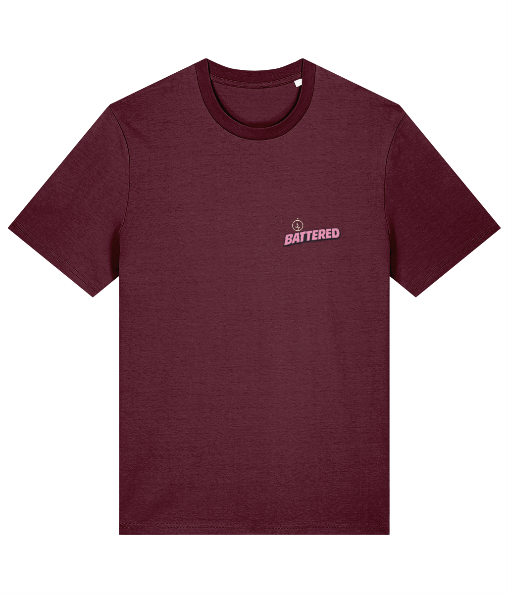 Battered Brain on a Deep Plum Stanley/Stella Creator 2.0 Classic T-shirt, front print view