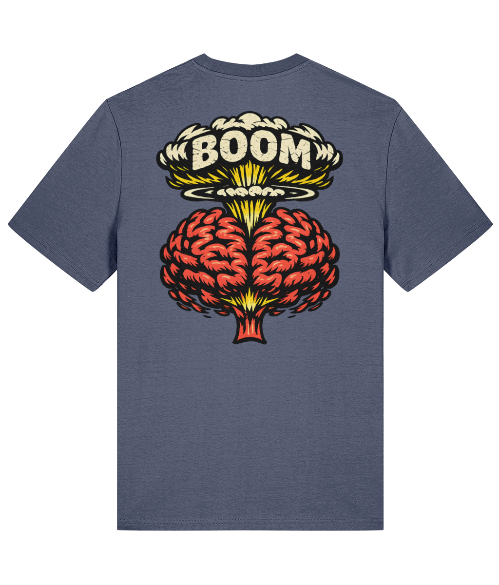 Boom Brain on a Blue Grey Stanley/Stella Creator 2.0 Classic T-shirt, back print view