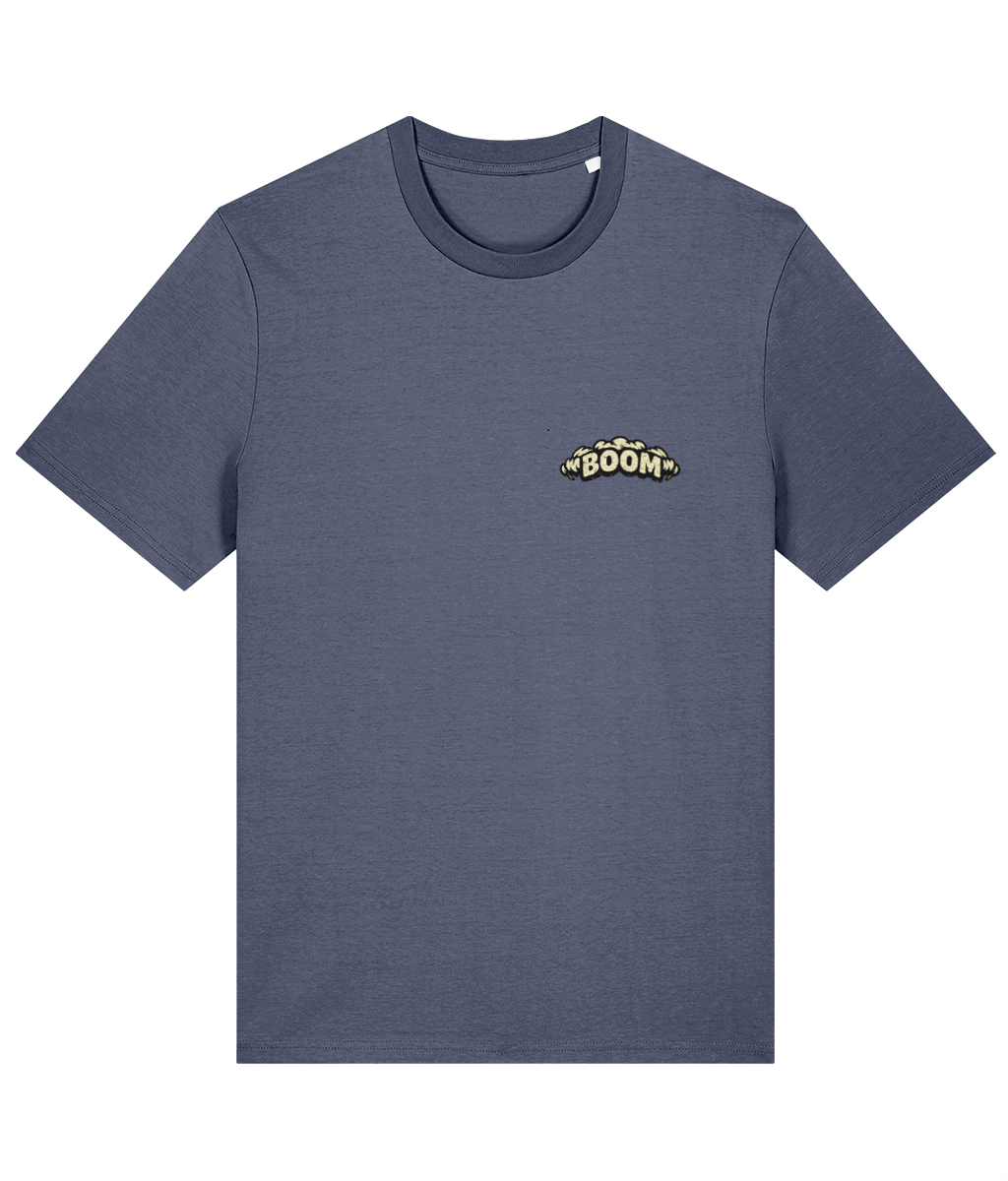 Boom Brain on a Blue Grey Stanley/Stella Creator 2.0 Classic T-shirt, front print view