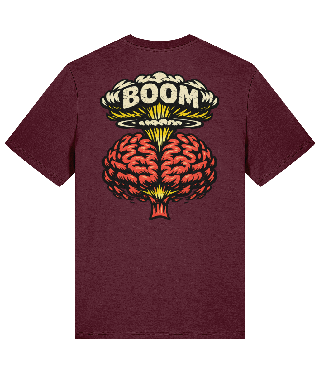 Boom Brain on a Deep Plum Stanley/Stella Creator 2.0 Classic T-shirt, back print view