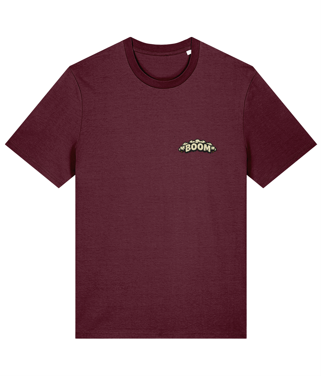 Boom Brain on a Deep Plum Stanley/Stella Creator 2.0 Classic T-shirt, front print view