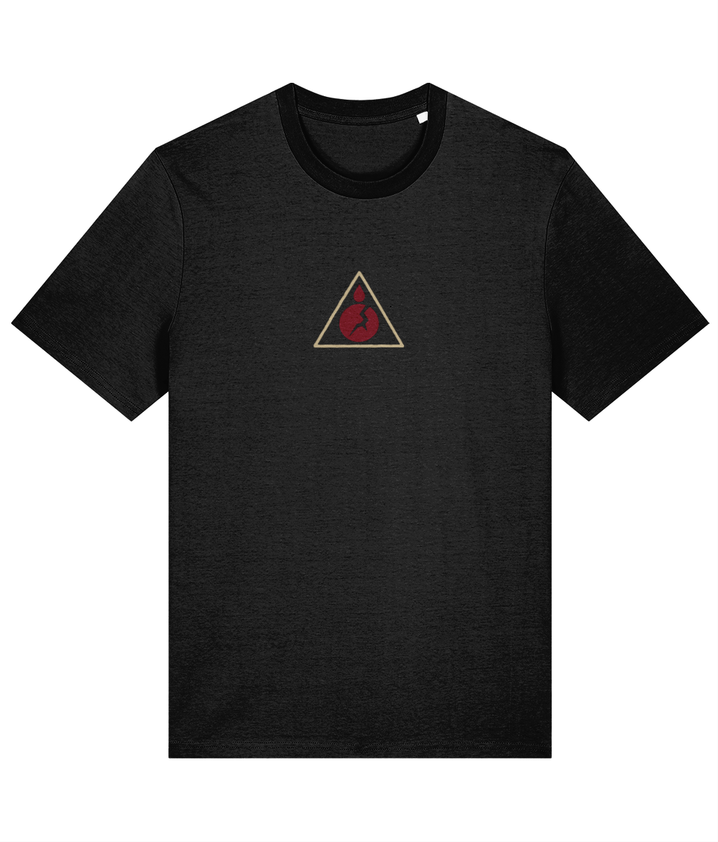 Hazard — Black; locked 100 × 84.27 mm front print, high-centre placement.
