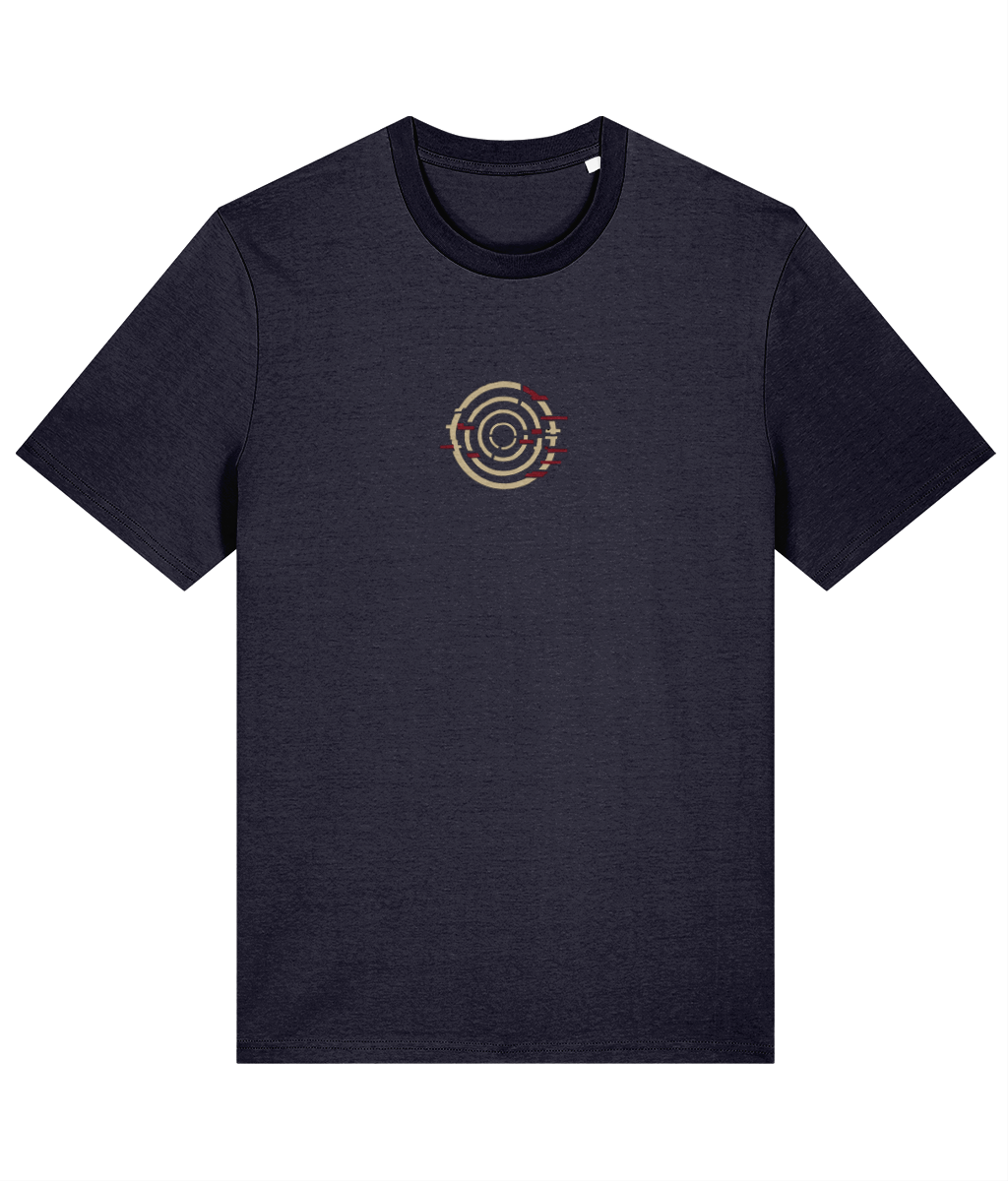 Bad Signal T-Shirt | Classic Fit in French Navy, supplier front render at locked print size and high-centre placement.