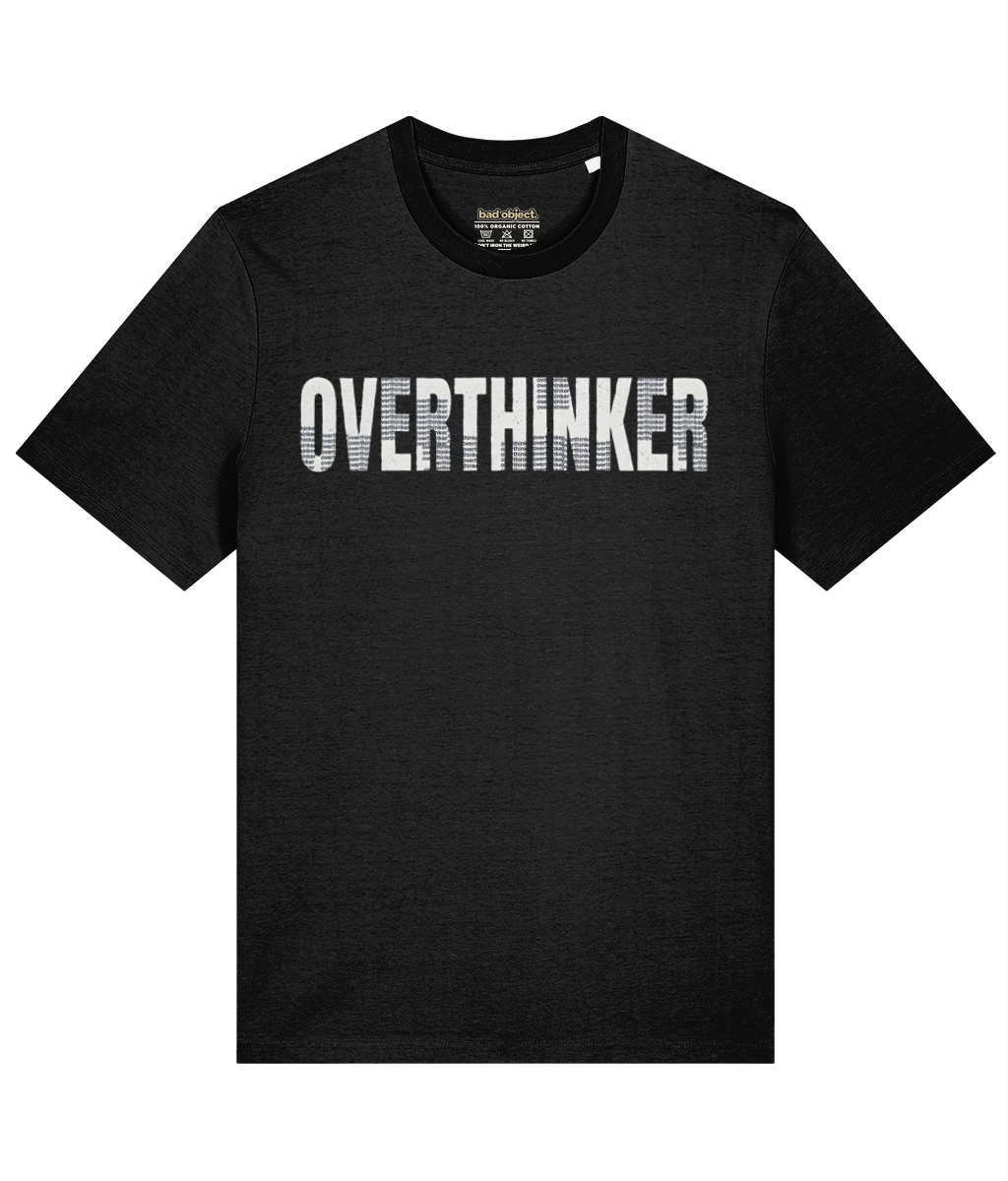 Overthinker T-Shirt | Classic Fit, front view with illustrative printed inside-neck label