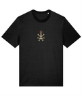 Dendrite — Black; locked 71.14 × 100 mm front print, high-centre placement.