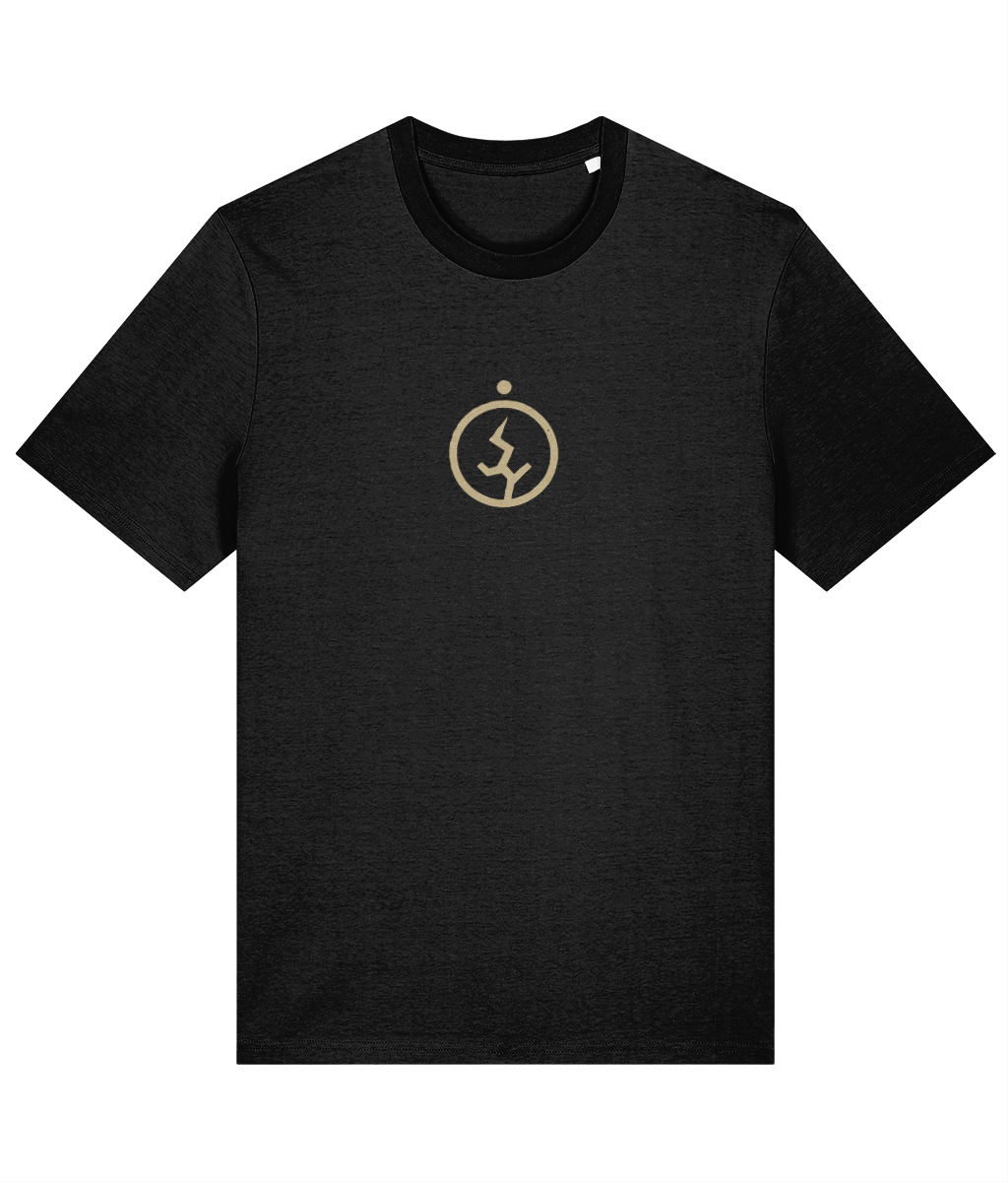 Symbol — Black; locked 85.65 × 100 mm front print, high-centre placement.