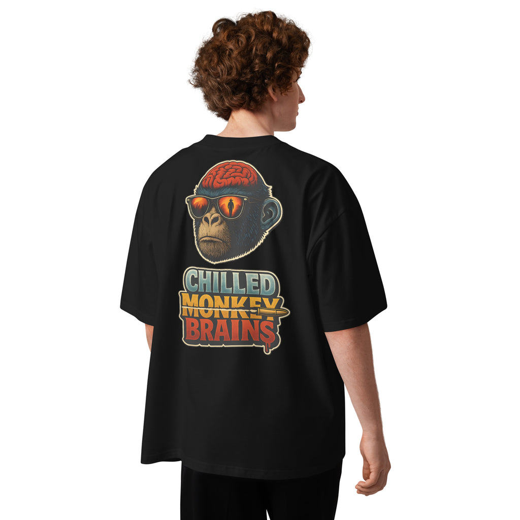 Chilled Monkey Brains oversized graphic T-shirt in Black, back view